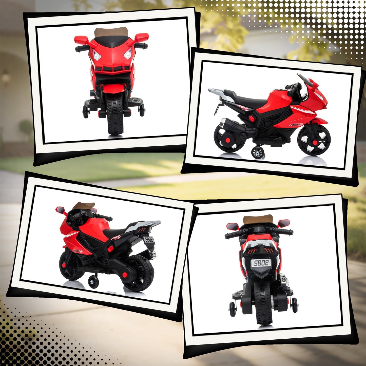 Kids Electric Motorcycle, Horn, Headlights, Music, Red