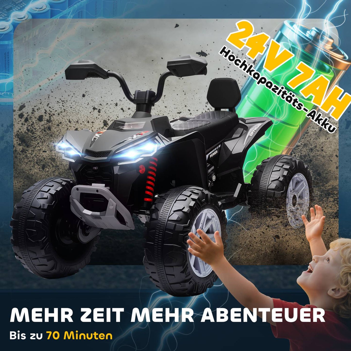 Kids Electric Quad, 24V, 4 Wheels, USB, MP3, 6.5 km/h