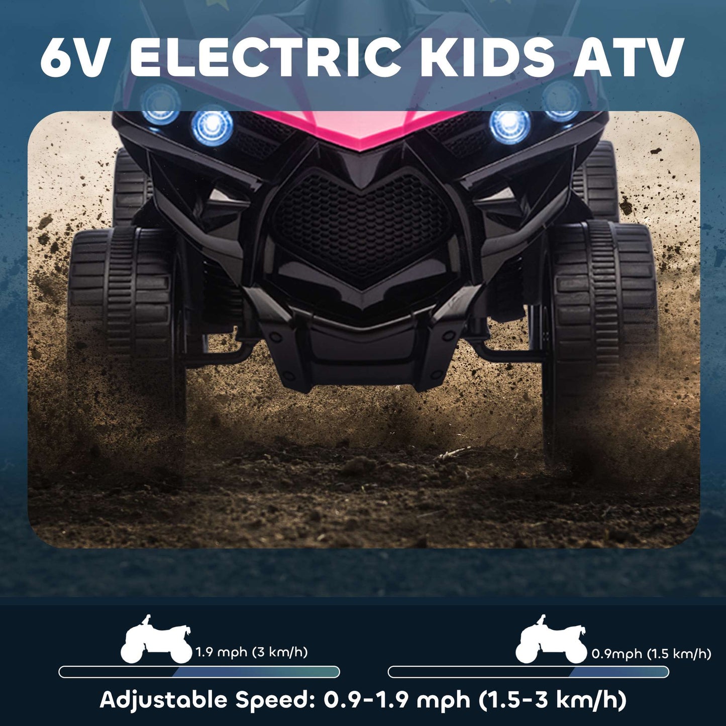 Kids Electric Quad Bike, 6V Motor, Pink, Ages 3-6
