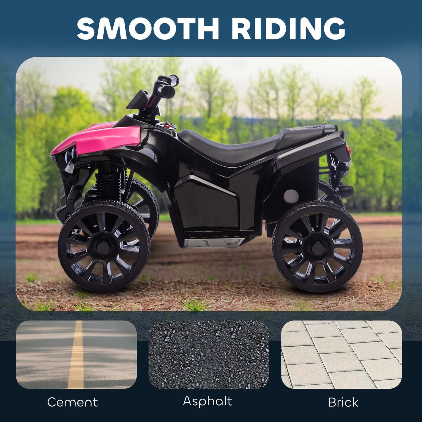 Kids Electric Quad Bike, 6V Motor, Pink, Ages 3-6
