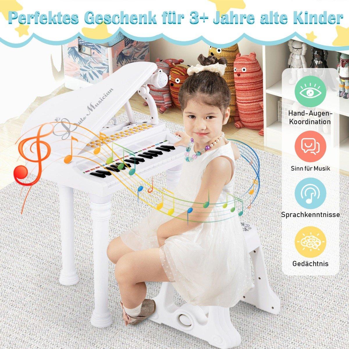 Kids' Electronic Keyboard with Stool, 31 Keys, White