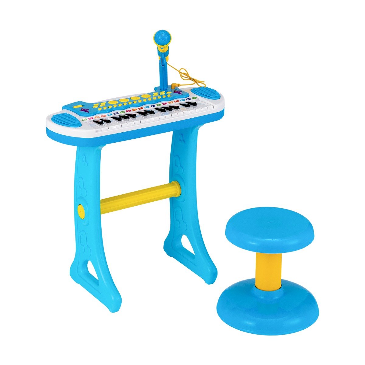 Kids Electronic Keyboard with Stool & Mic, 31 Keys, Blue