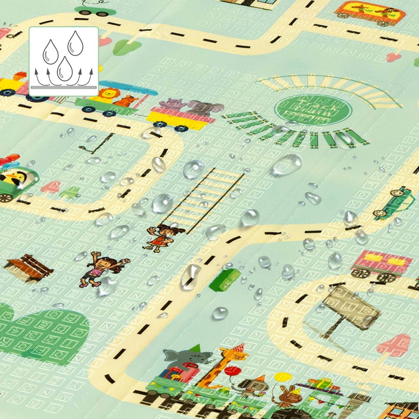 Kids Folding Play Mat, City Design, 195x180 cm