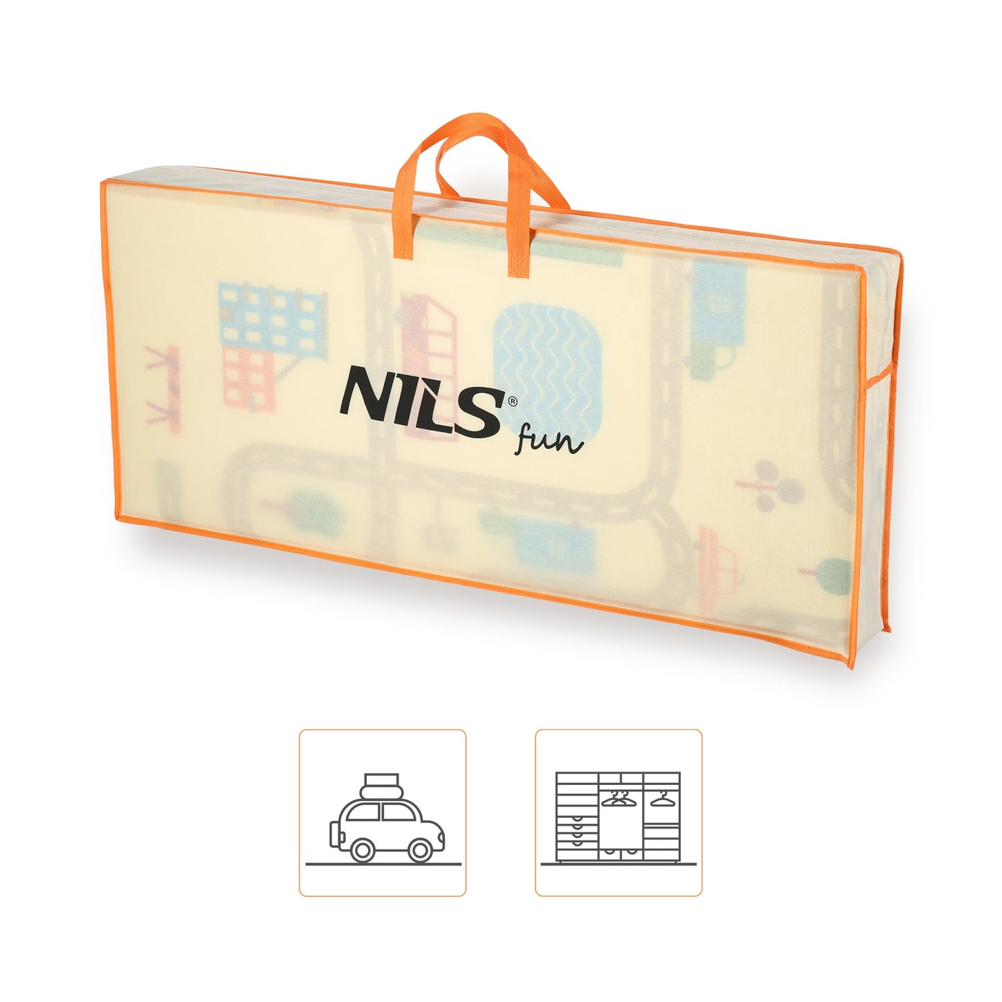 Kids Folding Play Mat, City Design, 195x180 cm