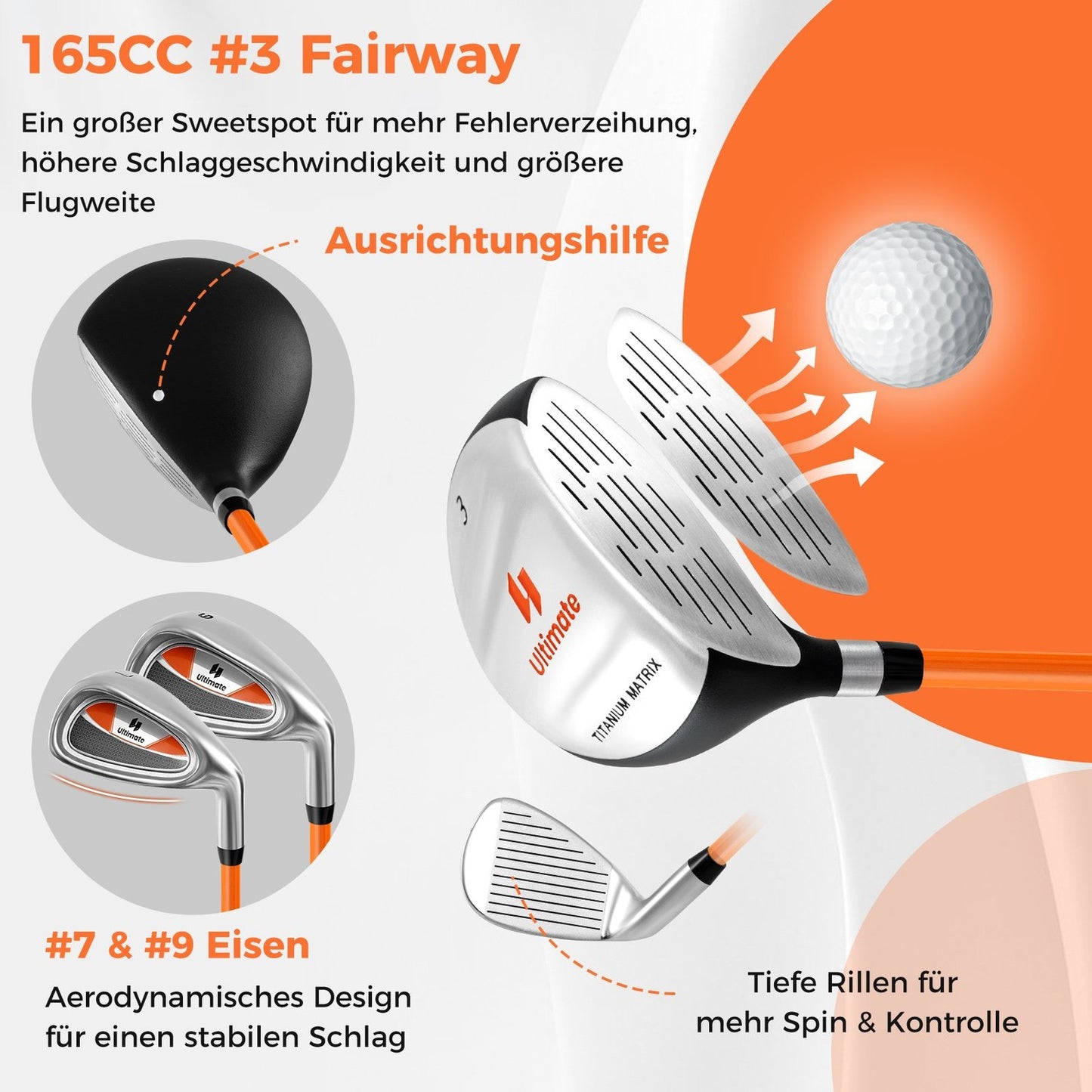 Kids Golf Club Set, Right-Handed, Ages 11-13, Orange