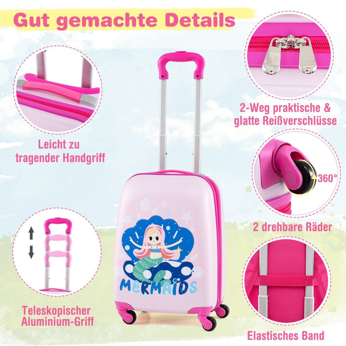 Kids Luggage Set – 12"" & 16"" Hard Shell Suitcase + Backpack