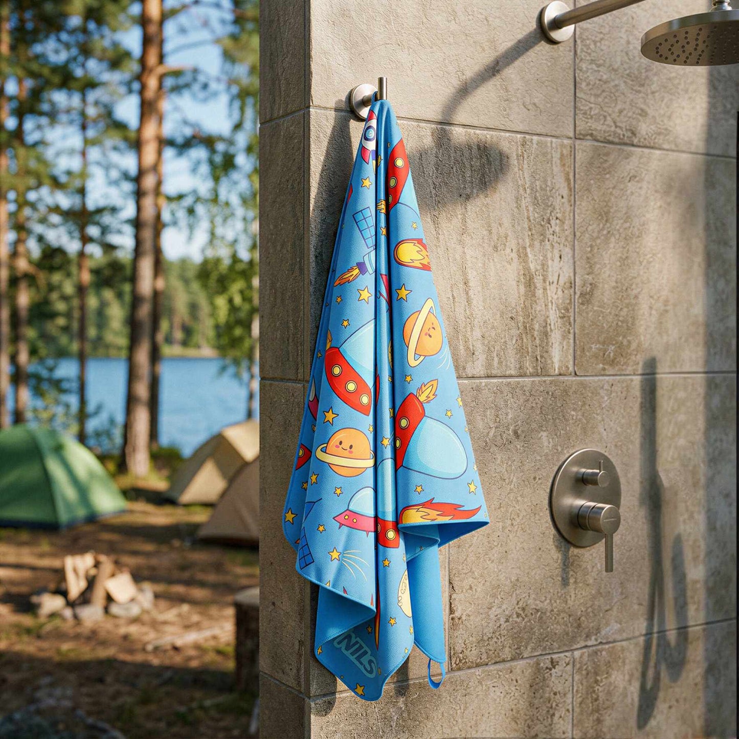 Kids Microfiber Towel, Space Print, 160 x 80 cm