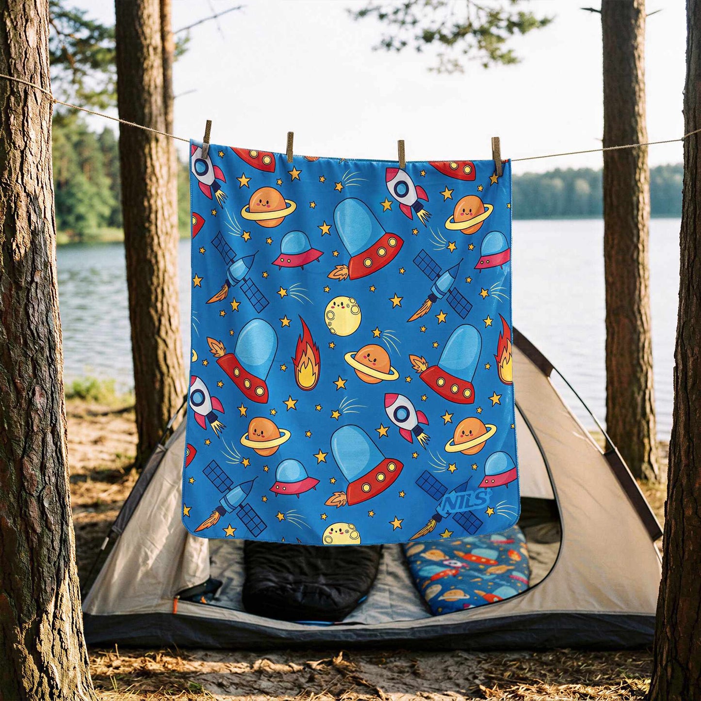 Kids Microfiber Towel, Space Print, 160 x 80 cm