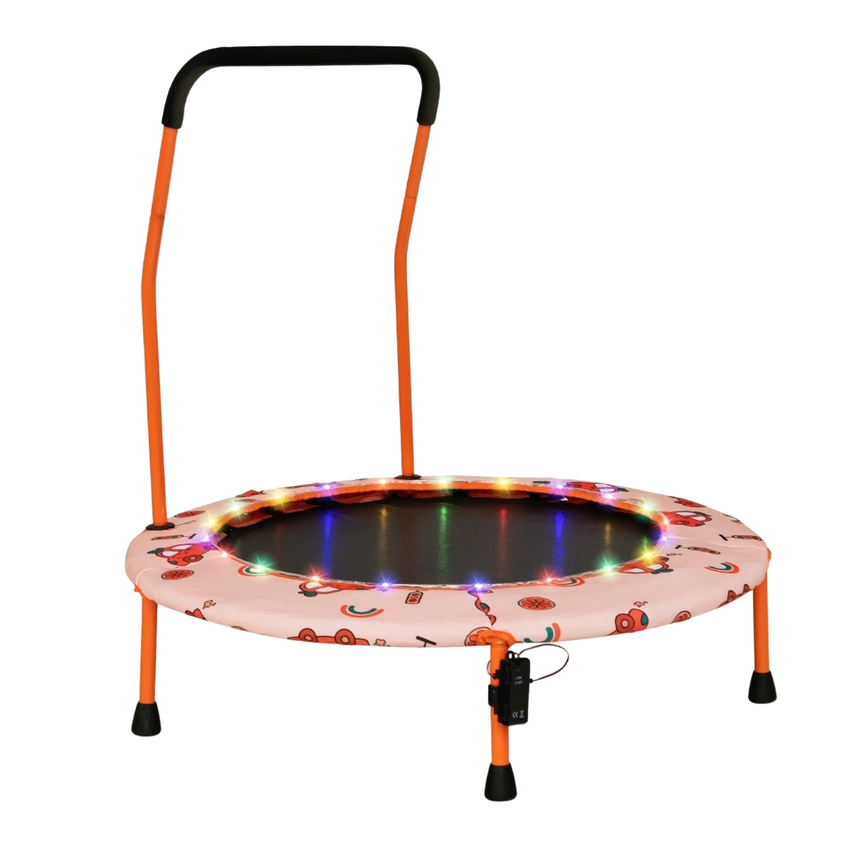 Kids Mini Trampoline with LED Lights, Removable Handle
