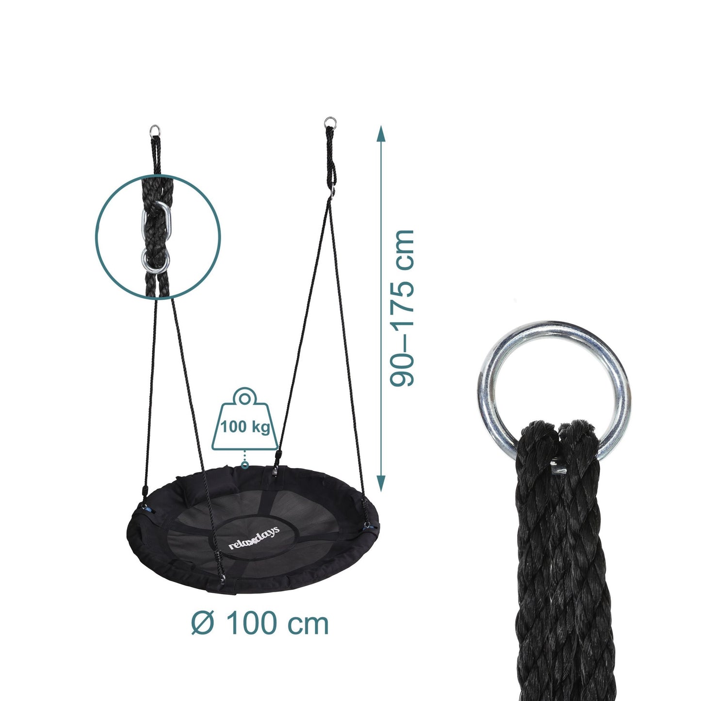 Kids Nest Swing with Cushion & Grips, Adjustable Height