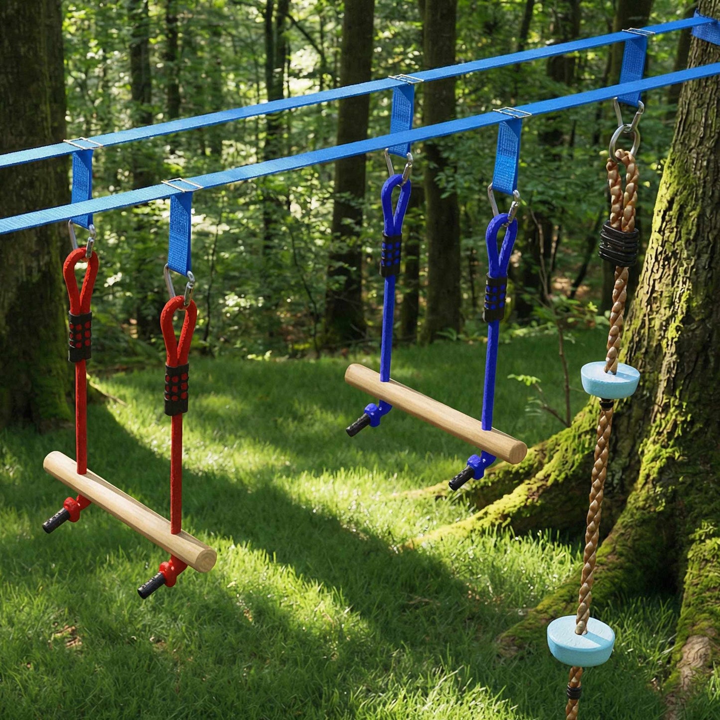 Kids Ninja Slackline Set with Climbing Rope & Rings