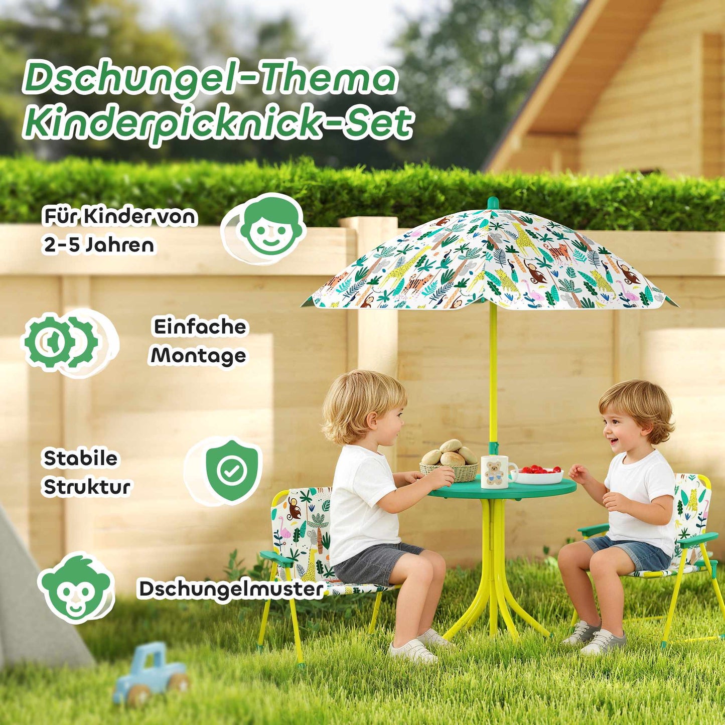 Kids' Outdoor Set with Table, 2 Chairs & Umbrella