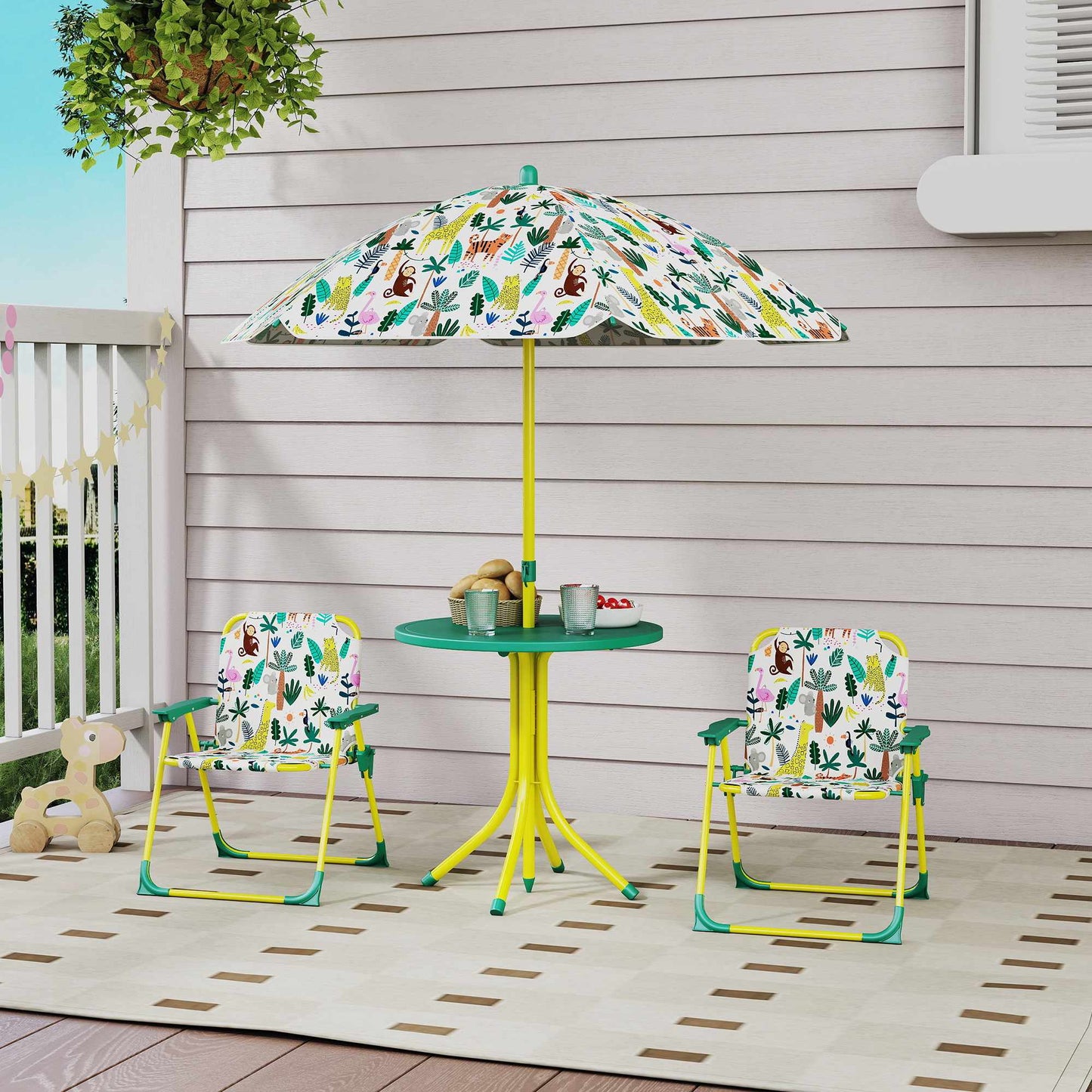 Kids' Outdoor Set with Table, 2 Chairs & Umbrella