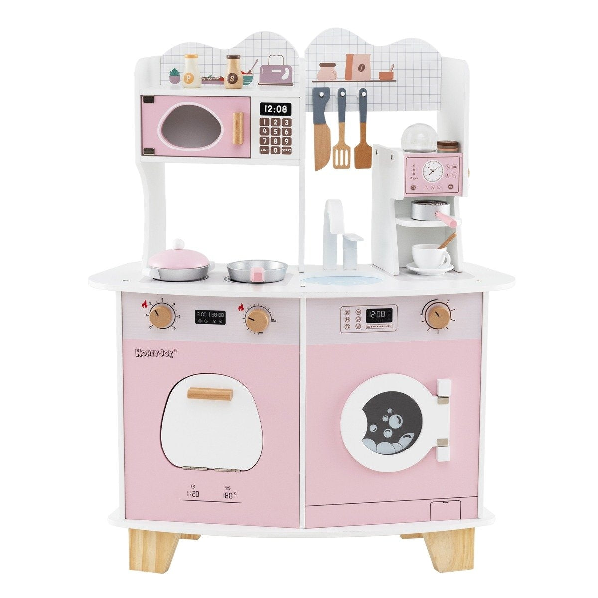 Kids Play Kitchen Set with Accessories – Coffee Maker, Microwave, Oven
