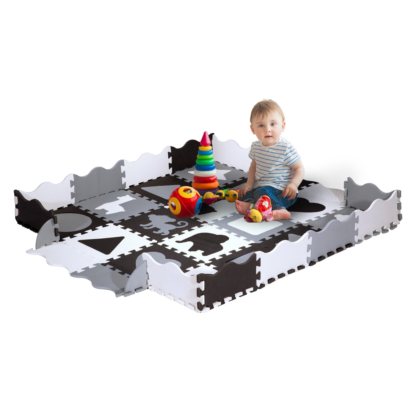 Kids' Playpen Puzzle Mat, Gray, 36 Pieces, 140x140cm