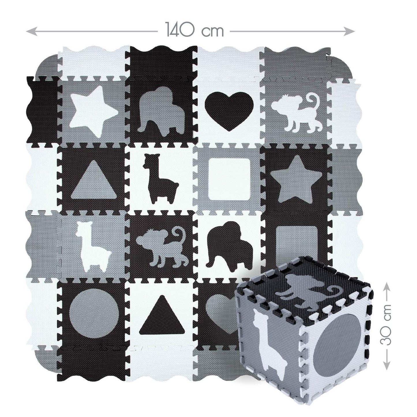Kids' Playpen Puzzle Mat, Gray, 36 Pieces, 140x140cm