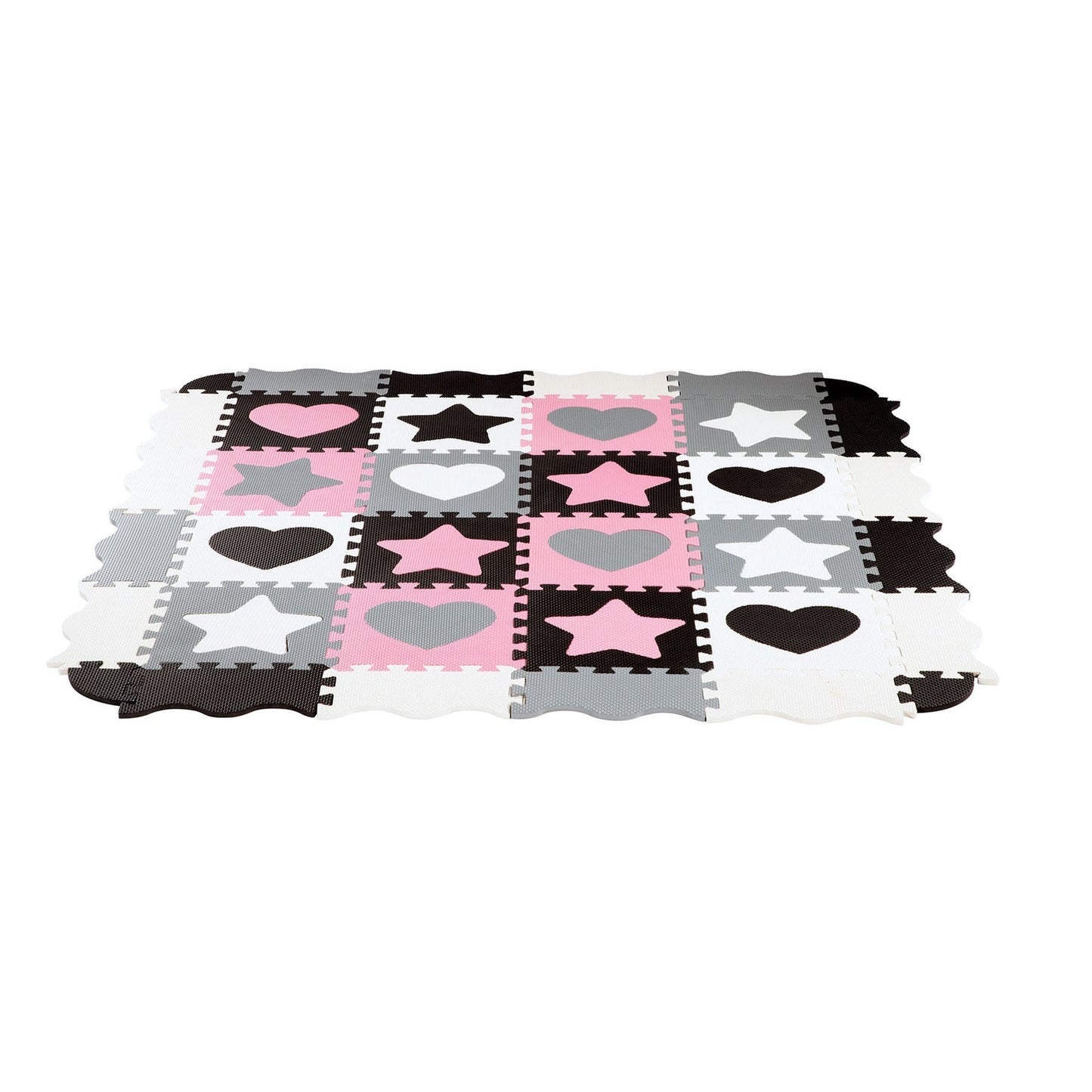 Kids' Playpen Puzzle Mat, Pink Hearts, 36 Pieces, 140x140cm