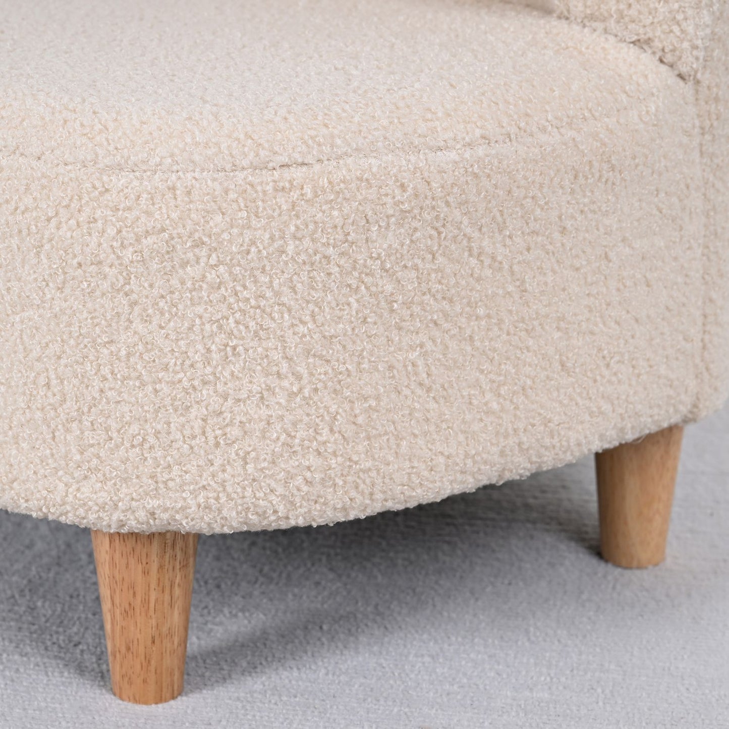 Kids' Plush Chair with Bear Ears, Fleece Cover, Beige