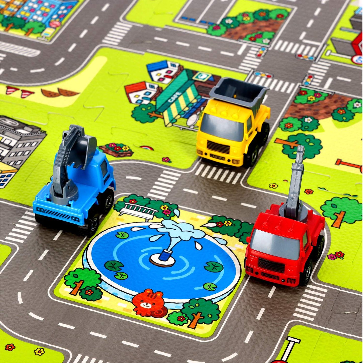 Kids' Puzzle Mat, Cars Design, 9 Pieces, 90x90cm