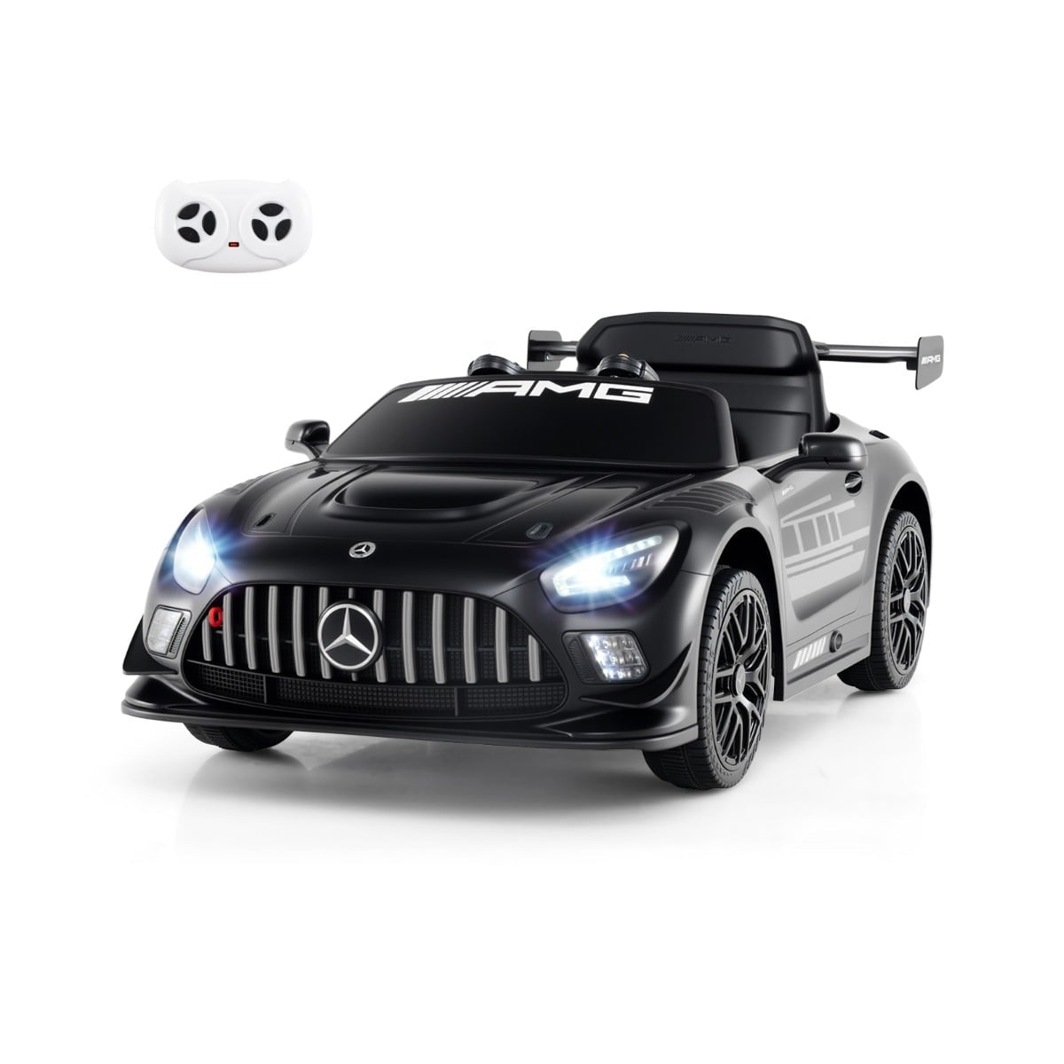 Kids Ride-On Car, Mercedes-AMG GT3, Remote Control, Black