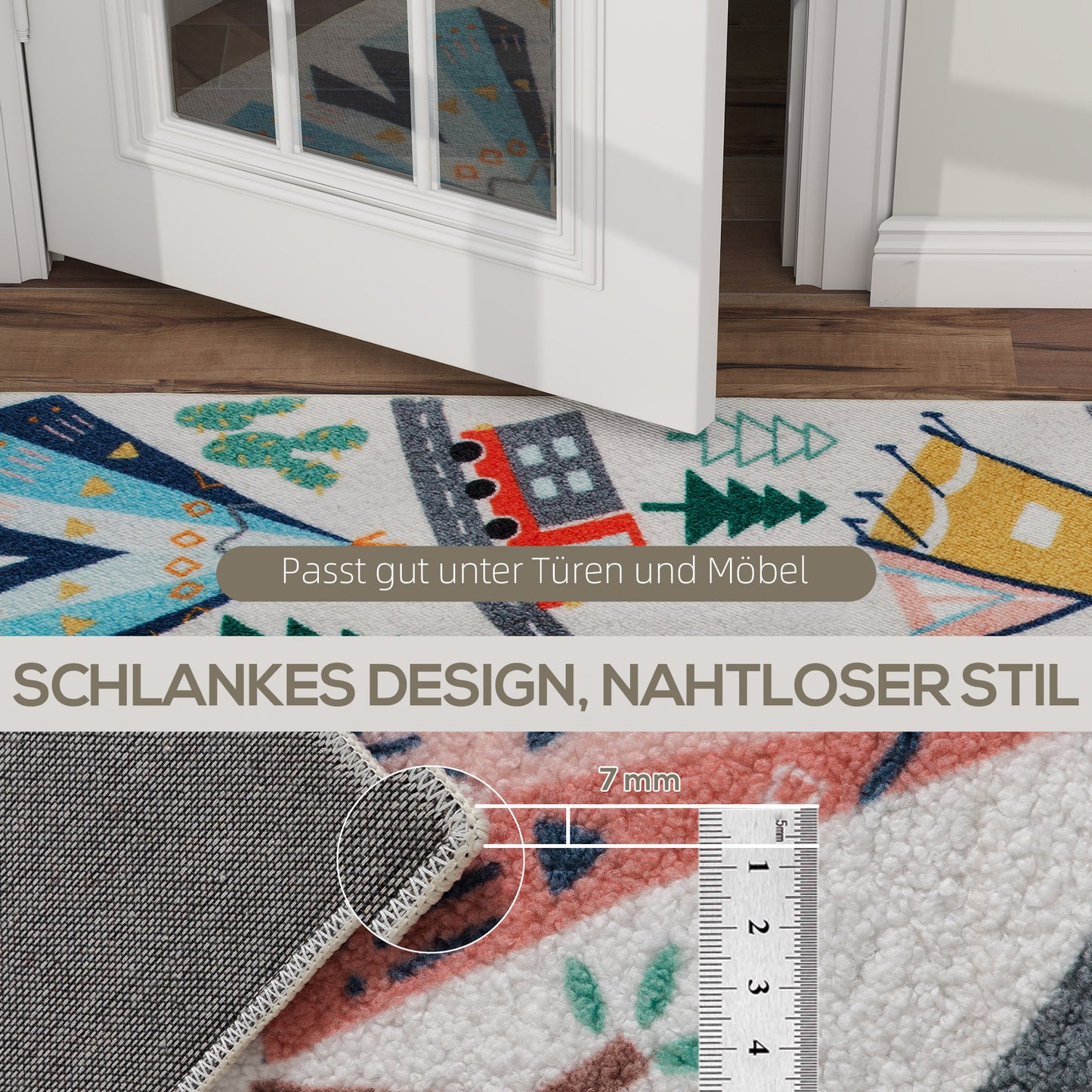 Kids' Road Pattern Rug, Soft Fleece, Non-Slip, 160x120 cm