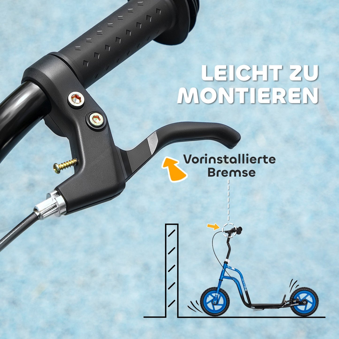 Kids Scooter, Adjustable Handlebar, Large Wheels, Blue