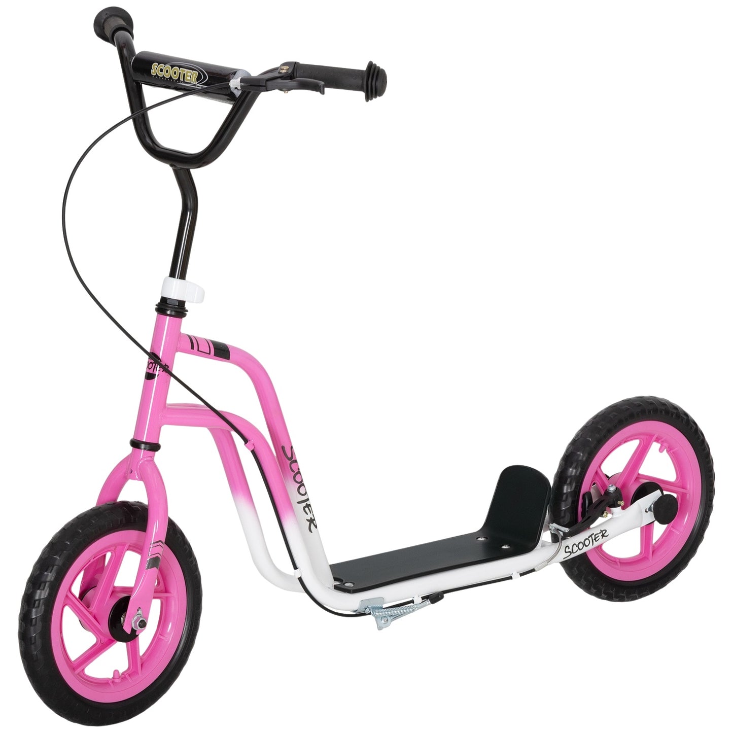 Kids Scooter, Adjustable Handlebar, Large Wheels, Pink