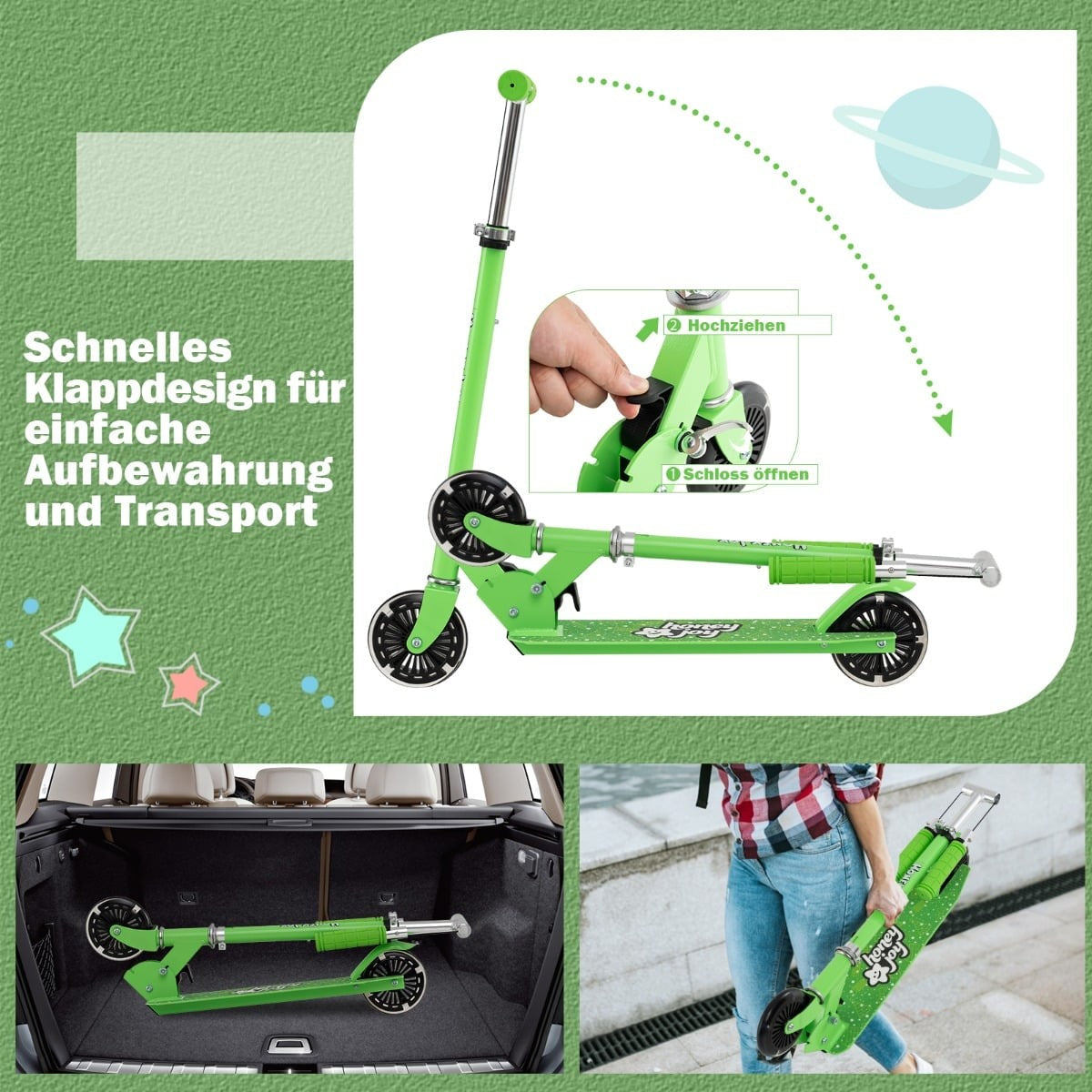 Kids Scooter with LED Wheels, Foldable, Adjustable Handlebar
