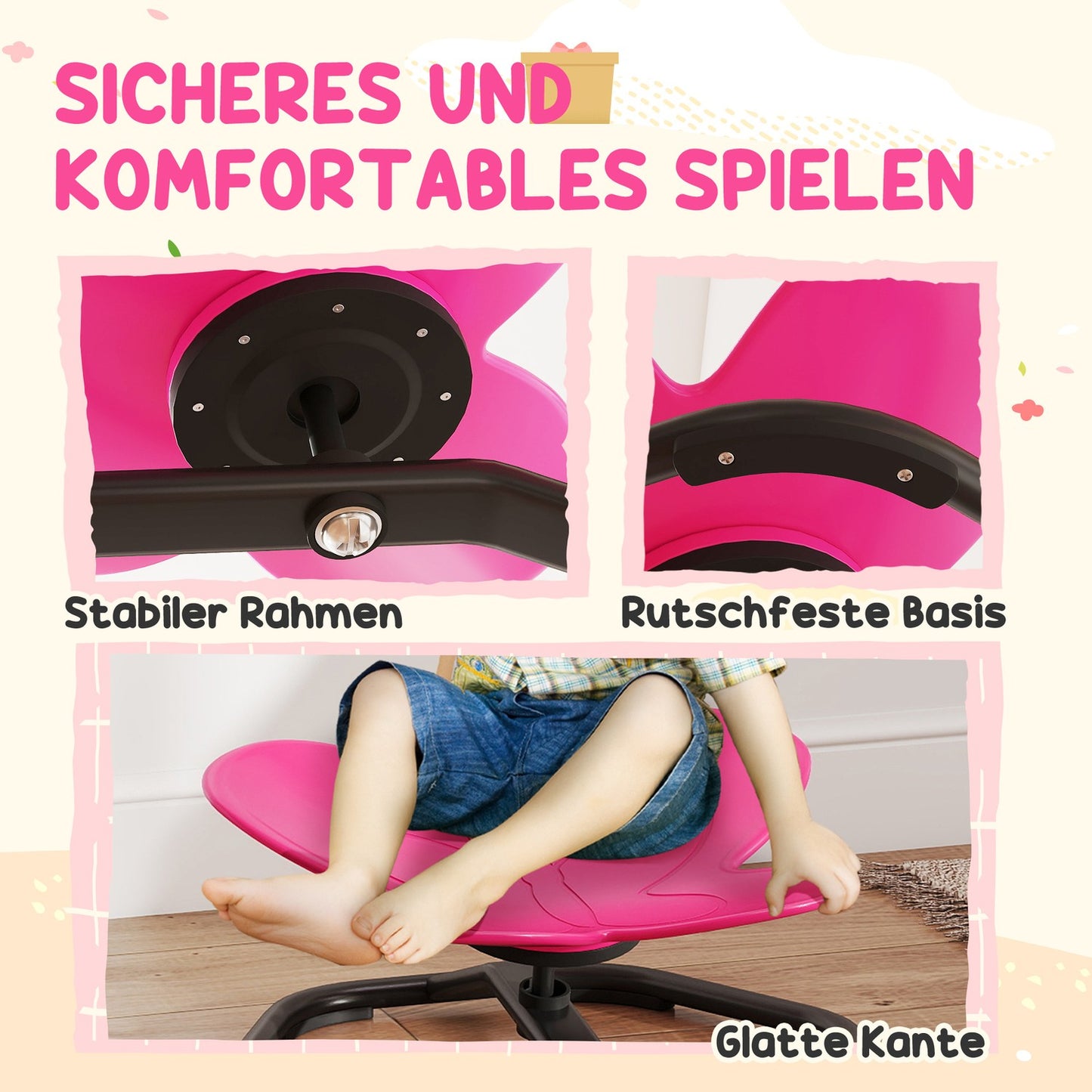 Kids' Sensory Swivel Chair, Butterfly Shape, Pink