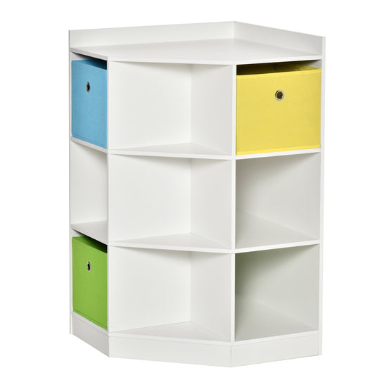 Kids Storage Shelf, 3 Fabric Drawers, MDF, White