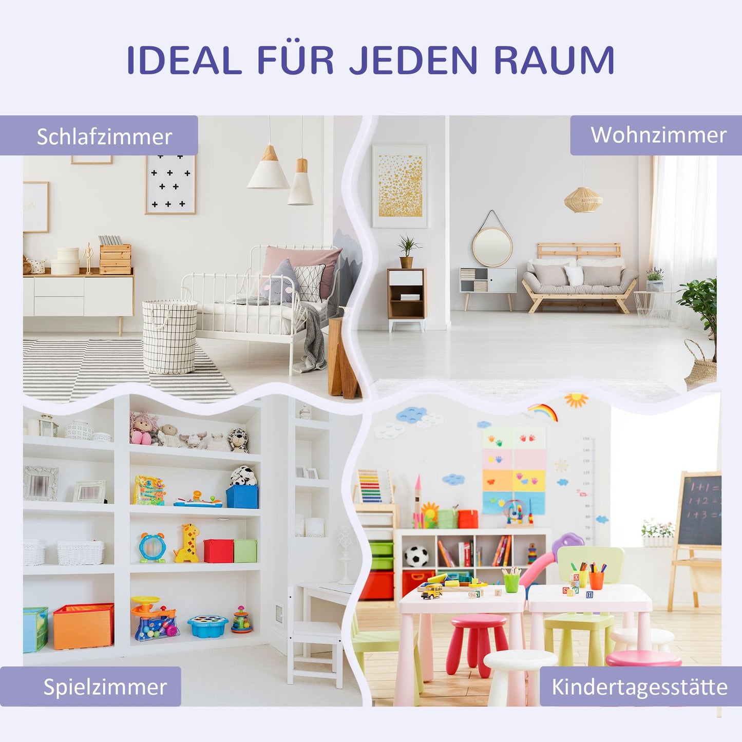 Kids Storage Shelf and Bench with Cushion, White/Grey