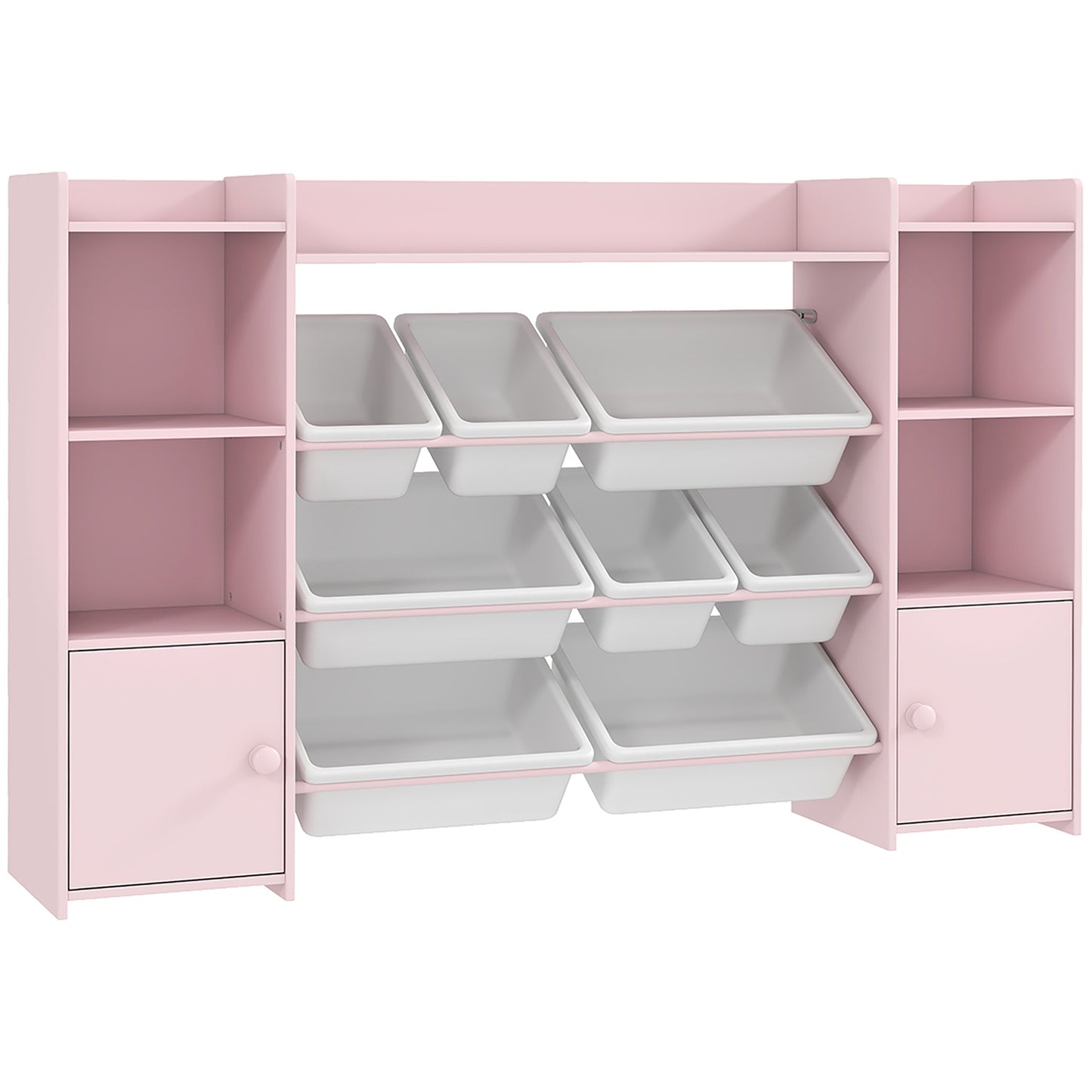 Kids Storage Shelf with 8 Removable Bins – Pink