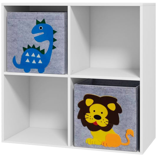 Kids Storage Shelf with Cubes and Drawers, MDF, White