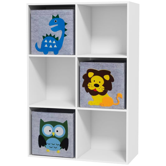 Kids Storage Shelf with Cubes and Drawers, MDF, White