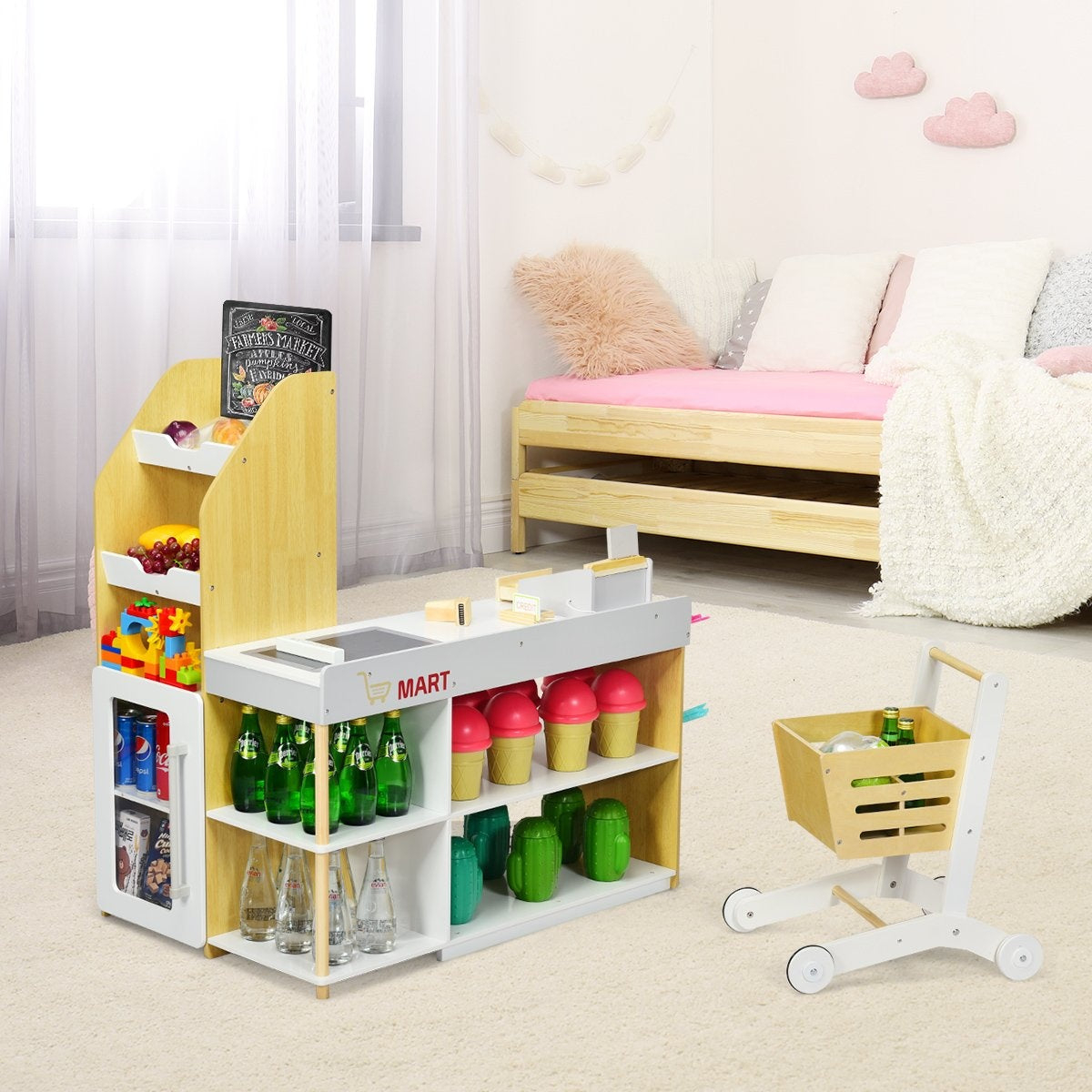 Kids' Supermarket Playset with Cart and Cash Register