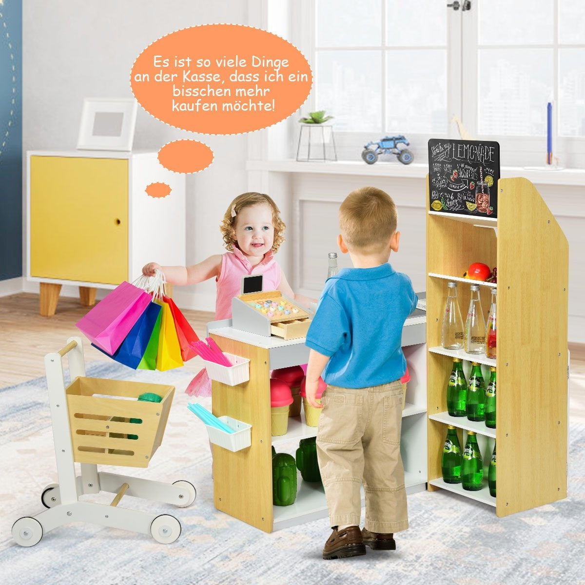 Kids' Supermarket Playset with Cart and Cash Register