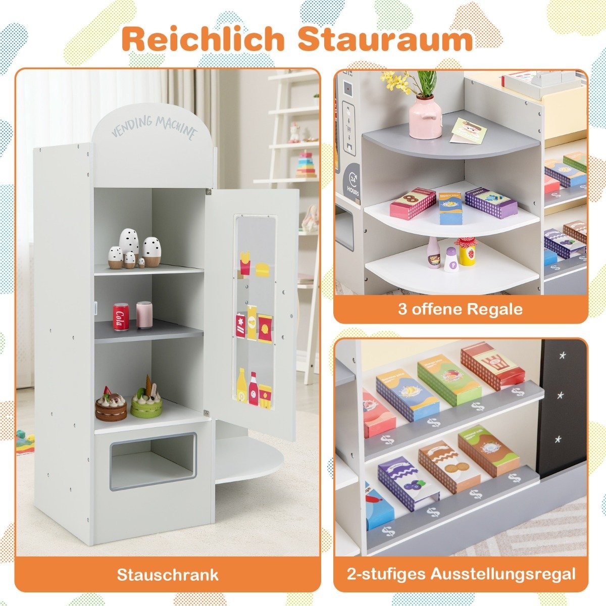 Kids Supermarket Playset with Cash Register & Chalkboard
