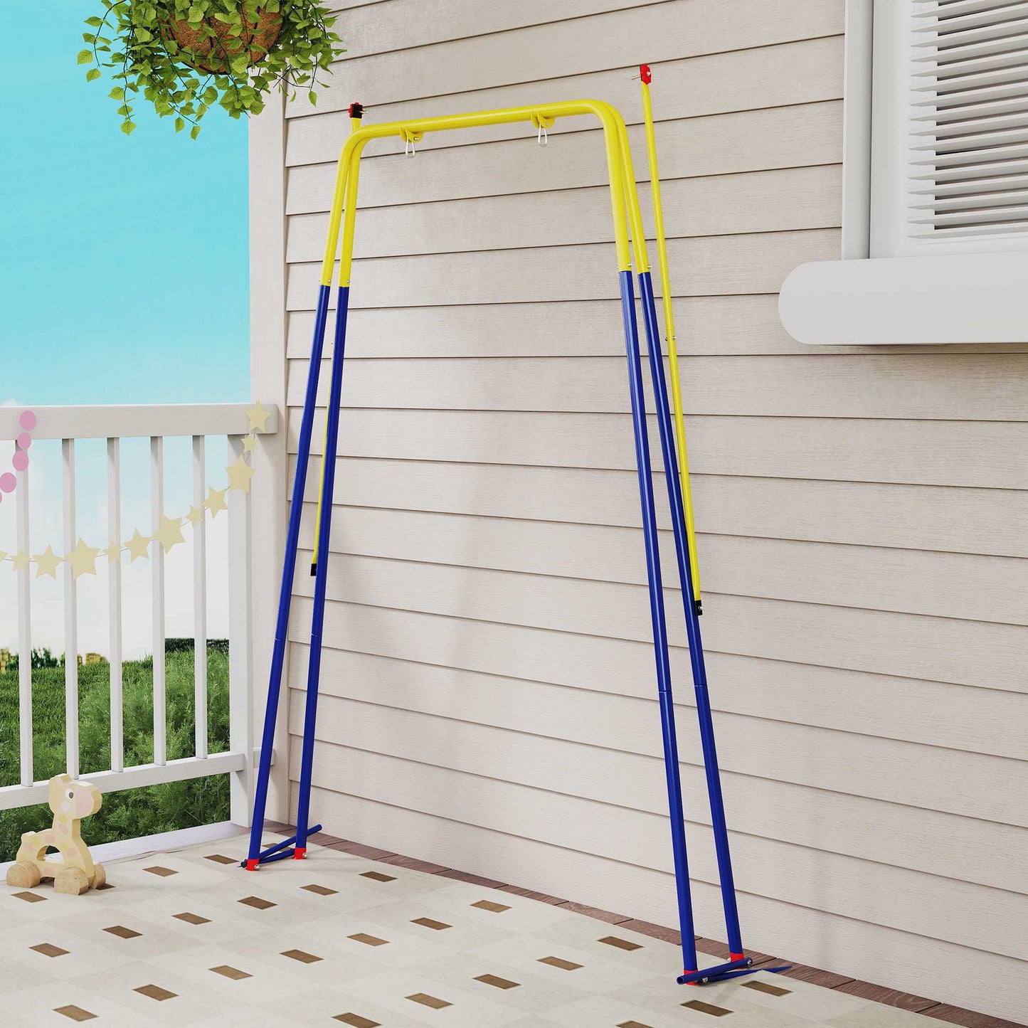 Kids Swing Frame, Foldable Steel, Indoor/Outdoor Use