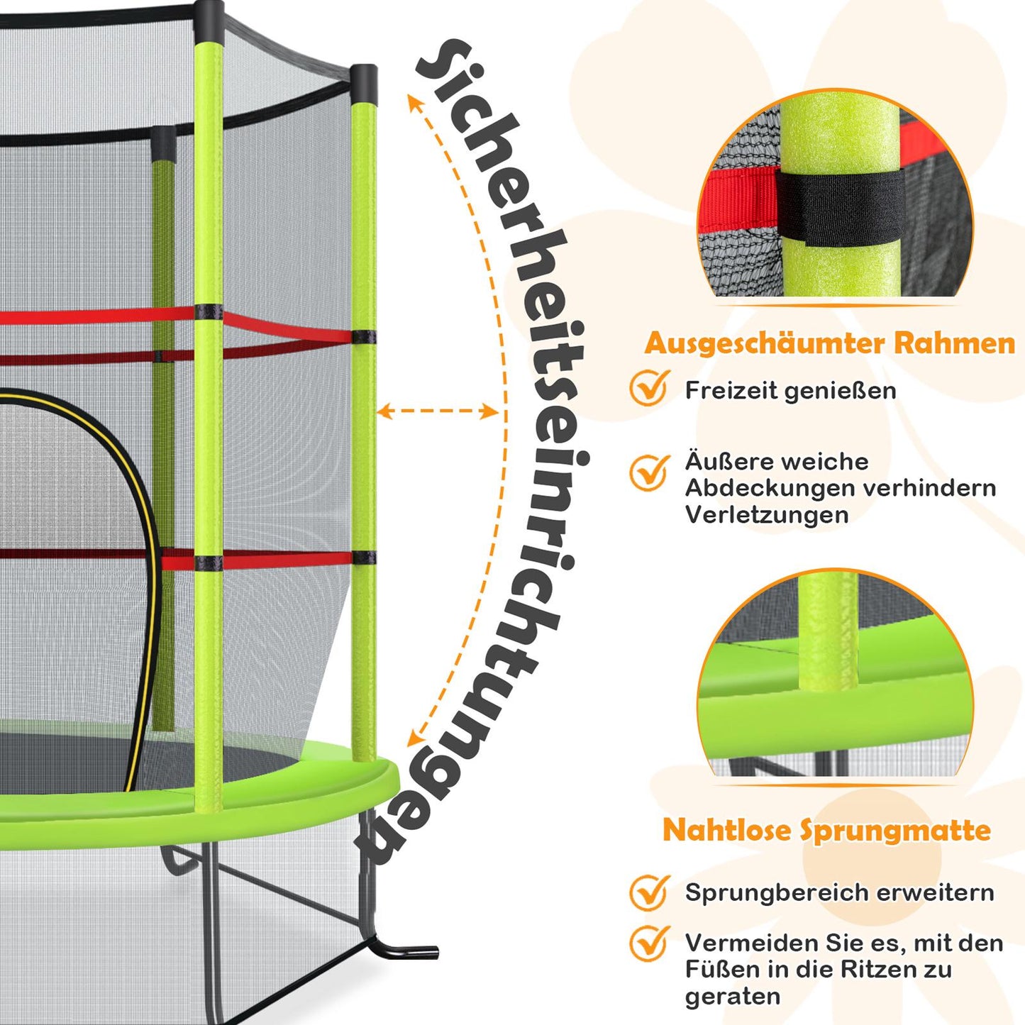Kids Trampoline with Safety Net, 165cm, 135kg Capacity