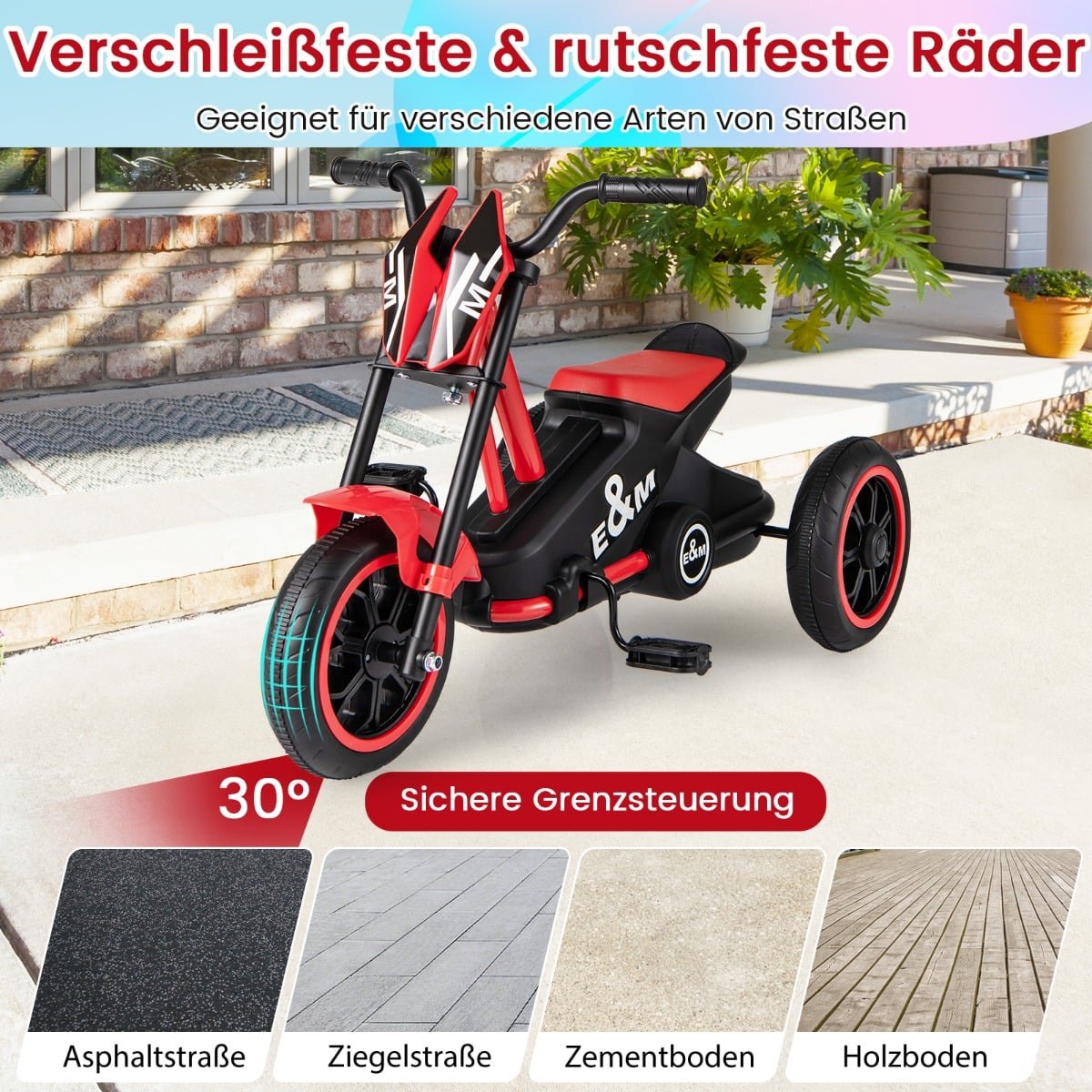 Kids' Tricycle with Pedals, Red, Ages 3+