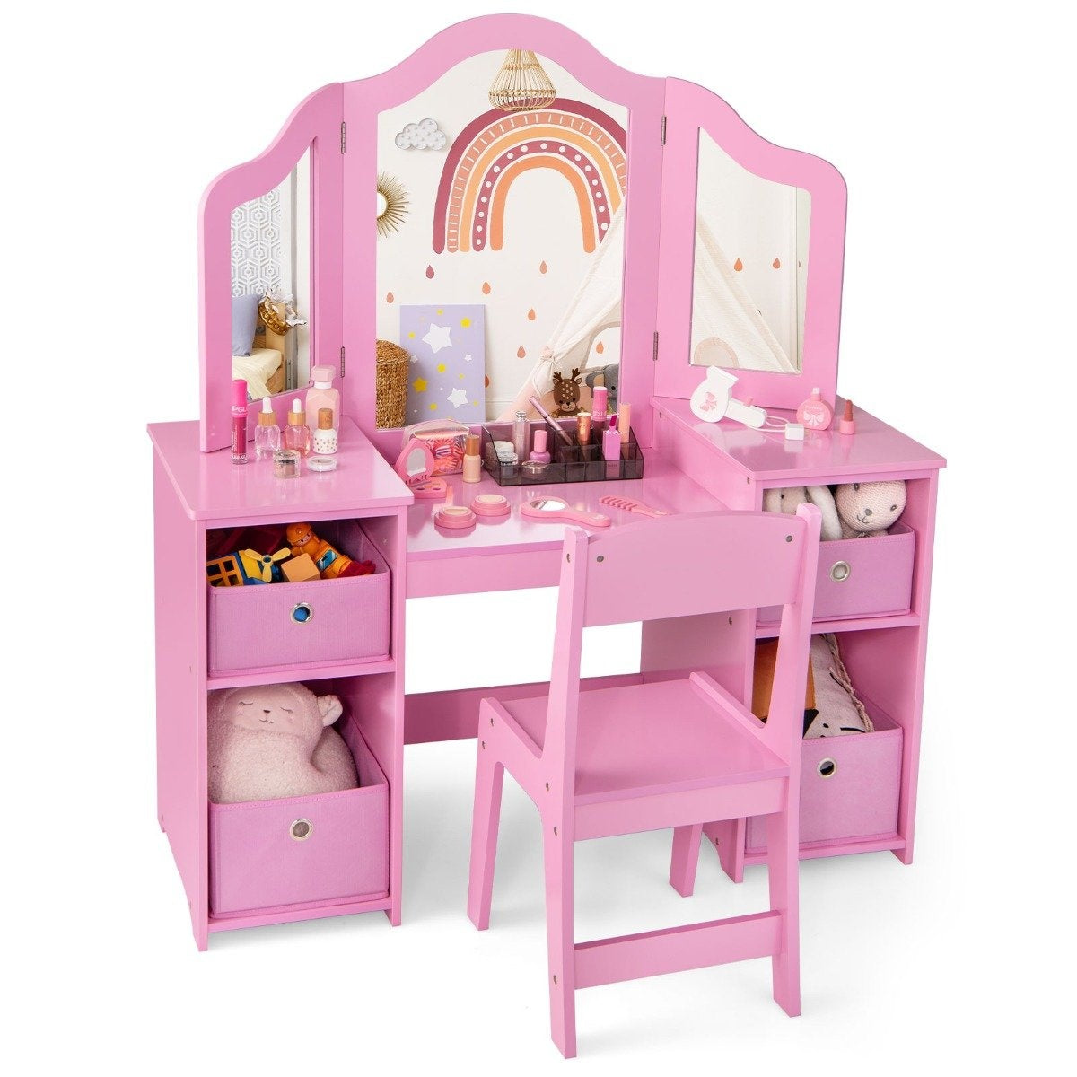 Kids Vanity & Desk Set, 2-in-1 with Removable Mirror