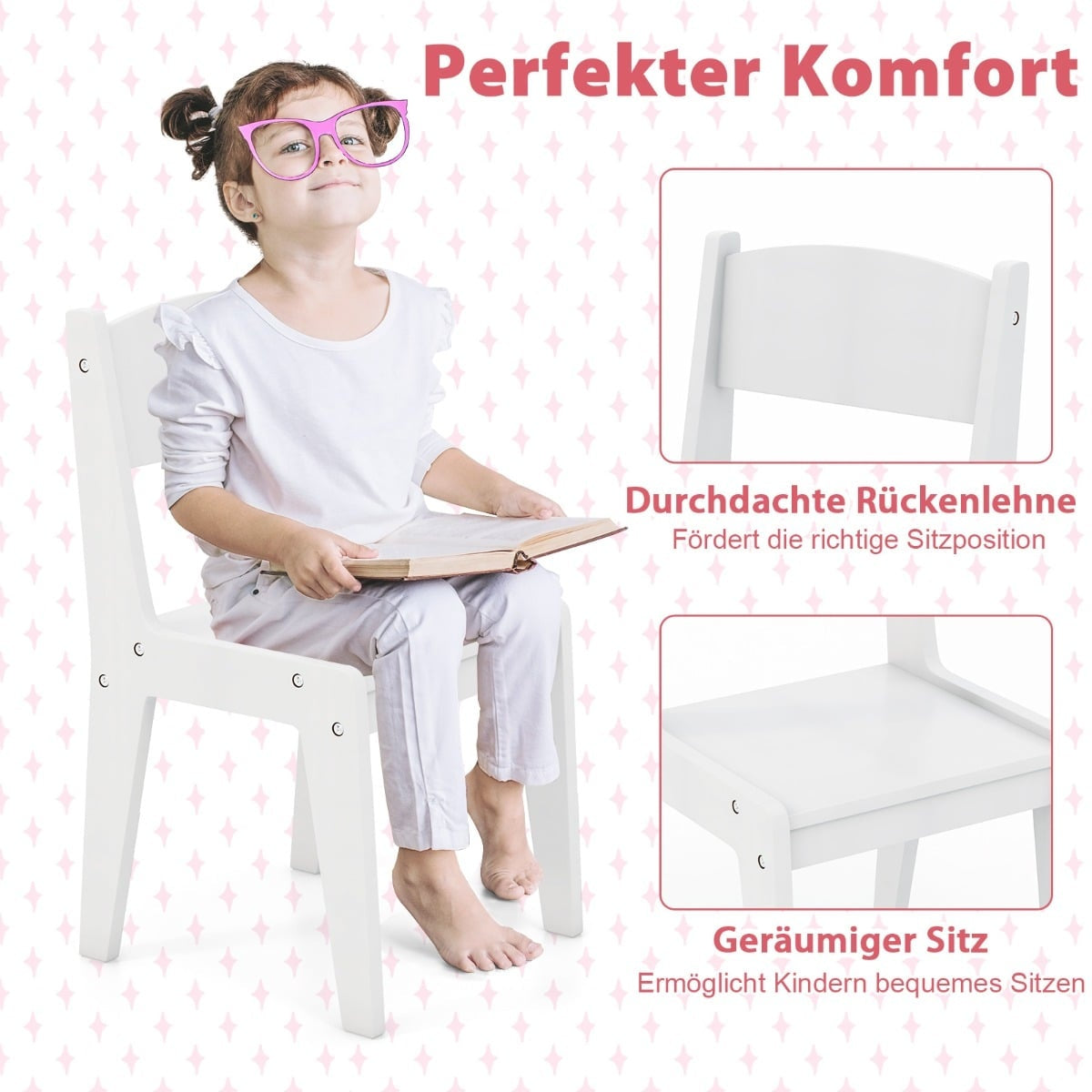 Kids Vanity Set with LED Mirror, Stool, and Storage