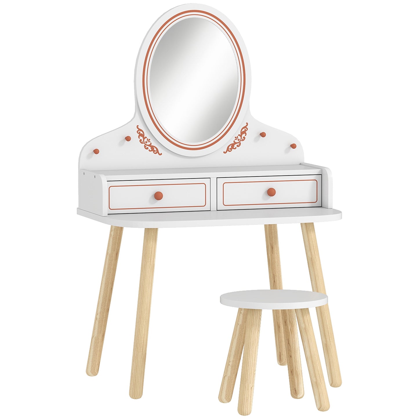 Kids Vanity Set with Stool, Mirror, and Storage
