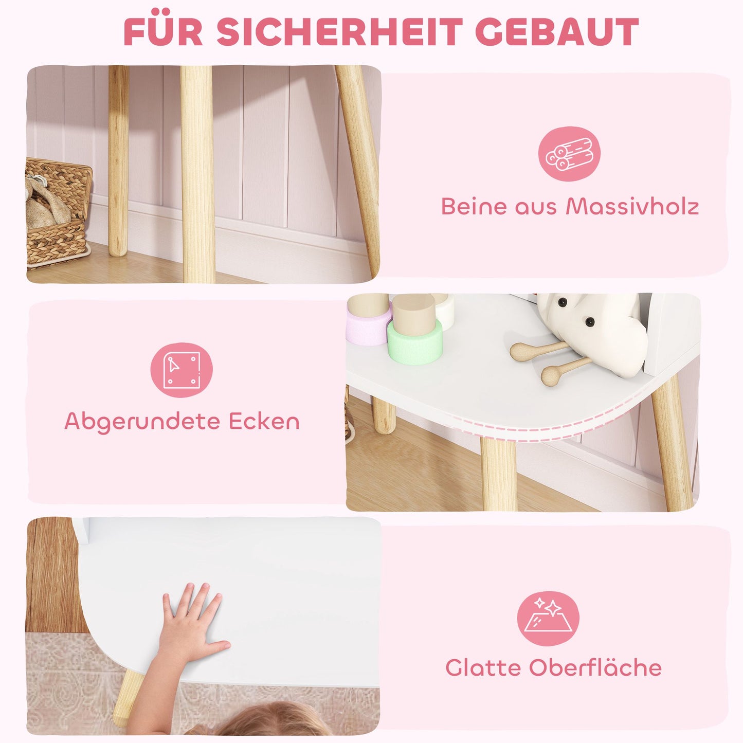 Kids Vanity Set with Stool, Mirror, and Storage
