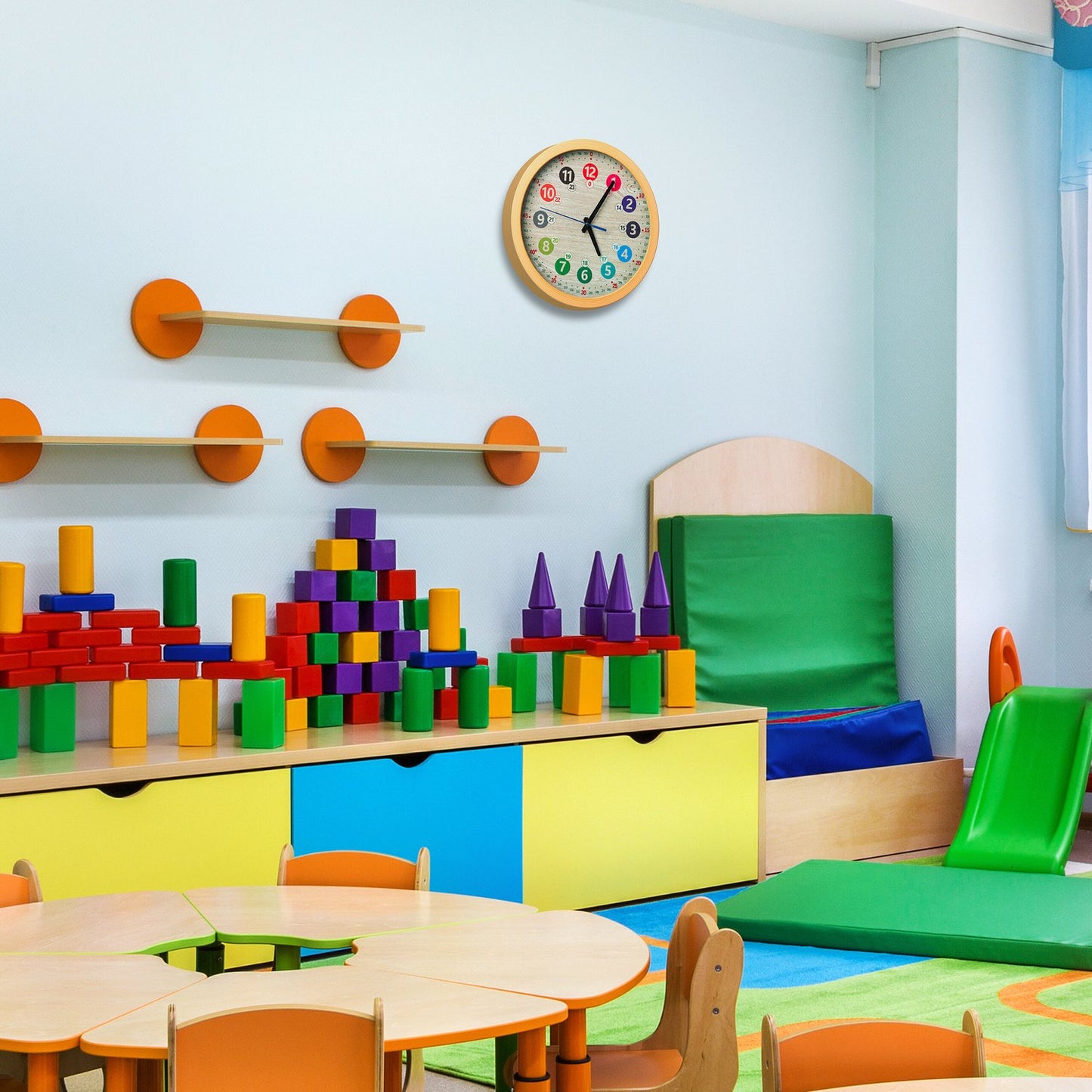 Kids' Wall Clock with Large Colorful Numbers