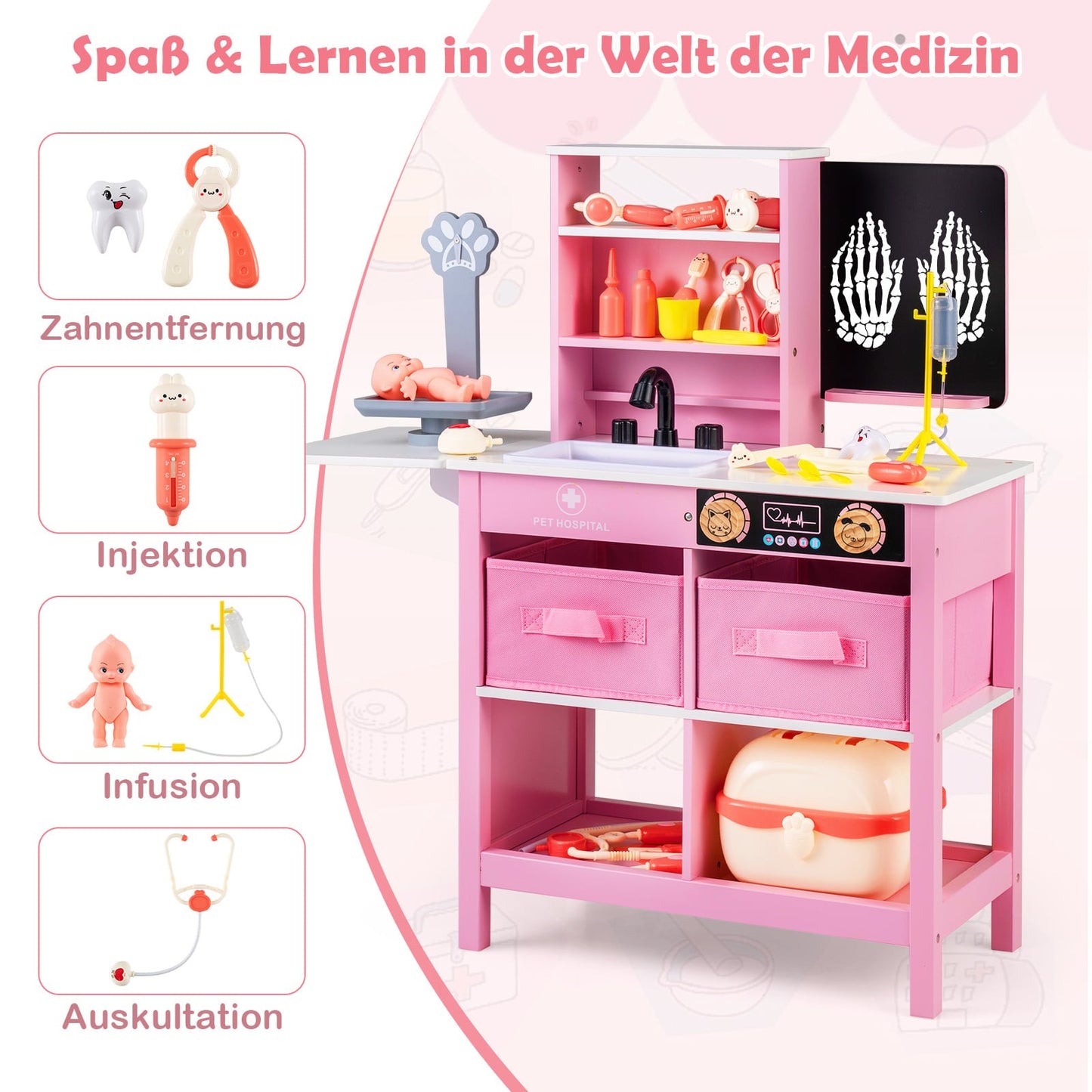 Kids' Wooden Doctor Playset with Chalkboard & Sink