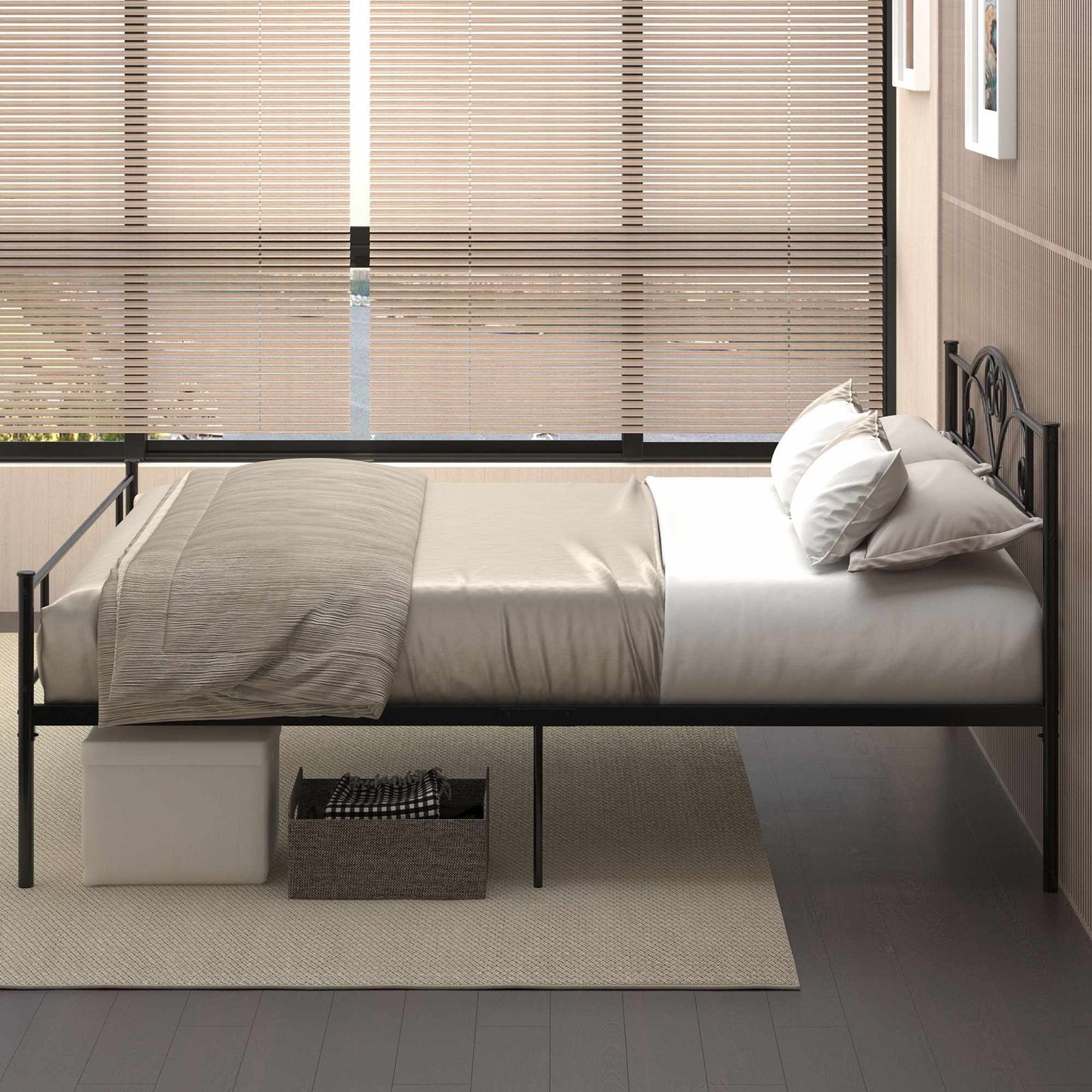 King-Size Steel Bed Frame 160x200 cm with Storage