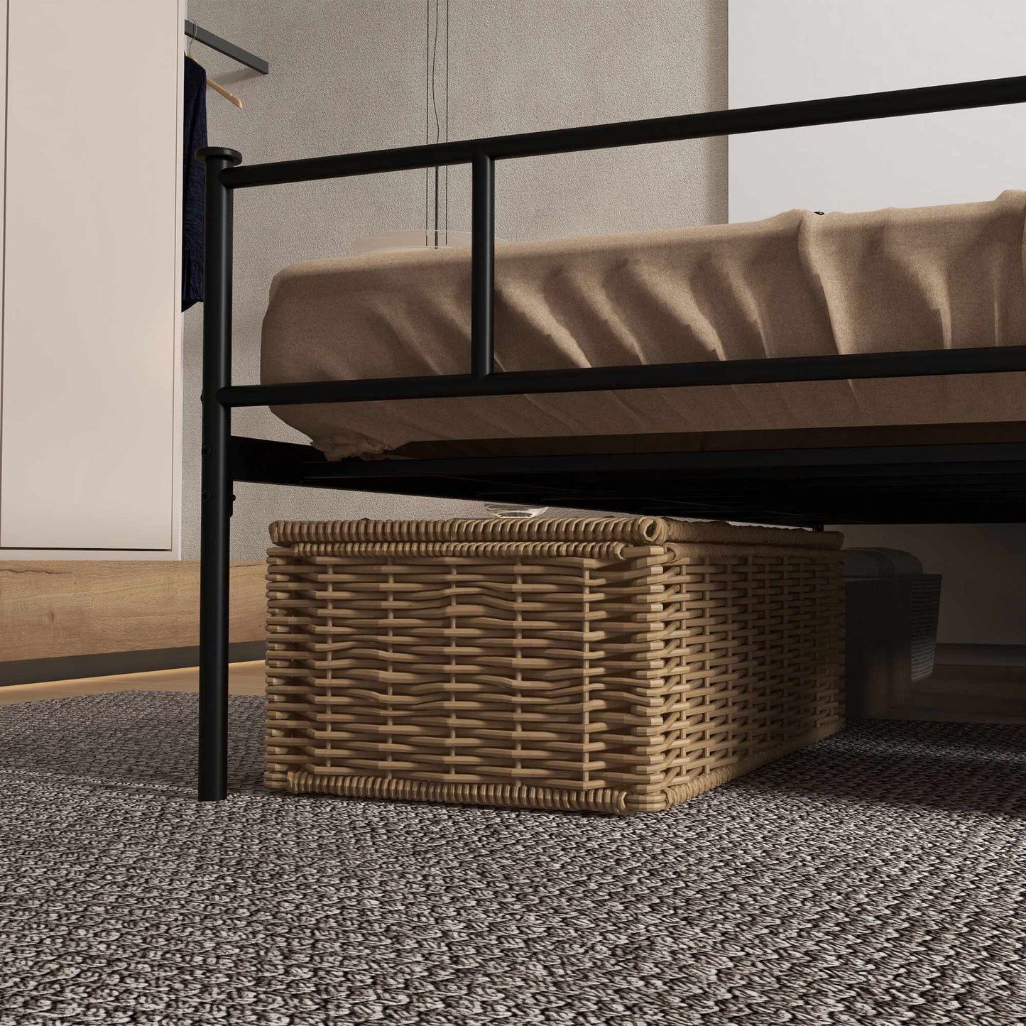 King-Size Steel Bed Frame 160x200 cm with Storage