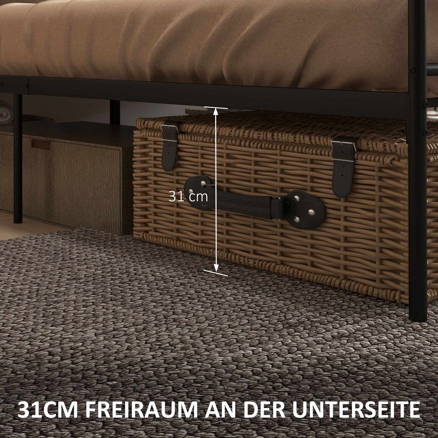 King-Size Steel Bed Frame 160x200 cm with Storage