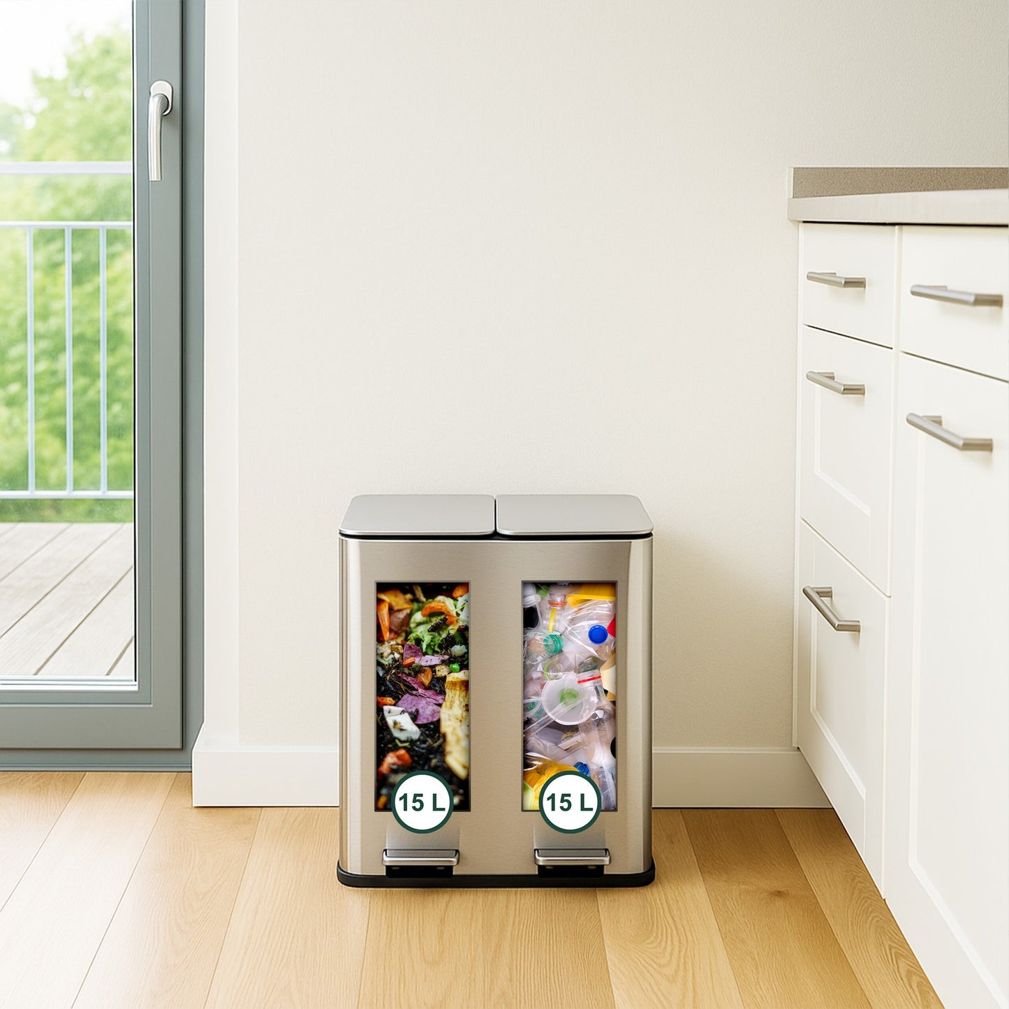Kitchen Bin with Dual 15L Odour Filter System